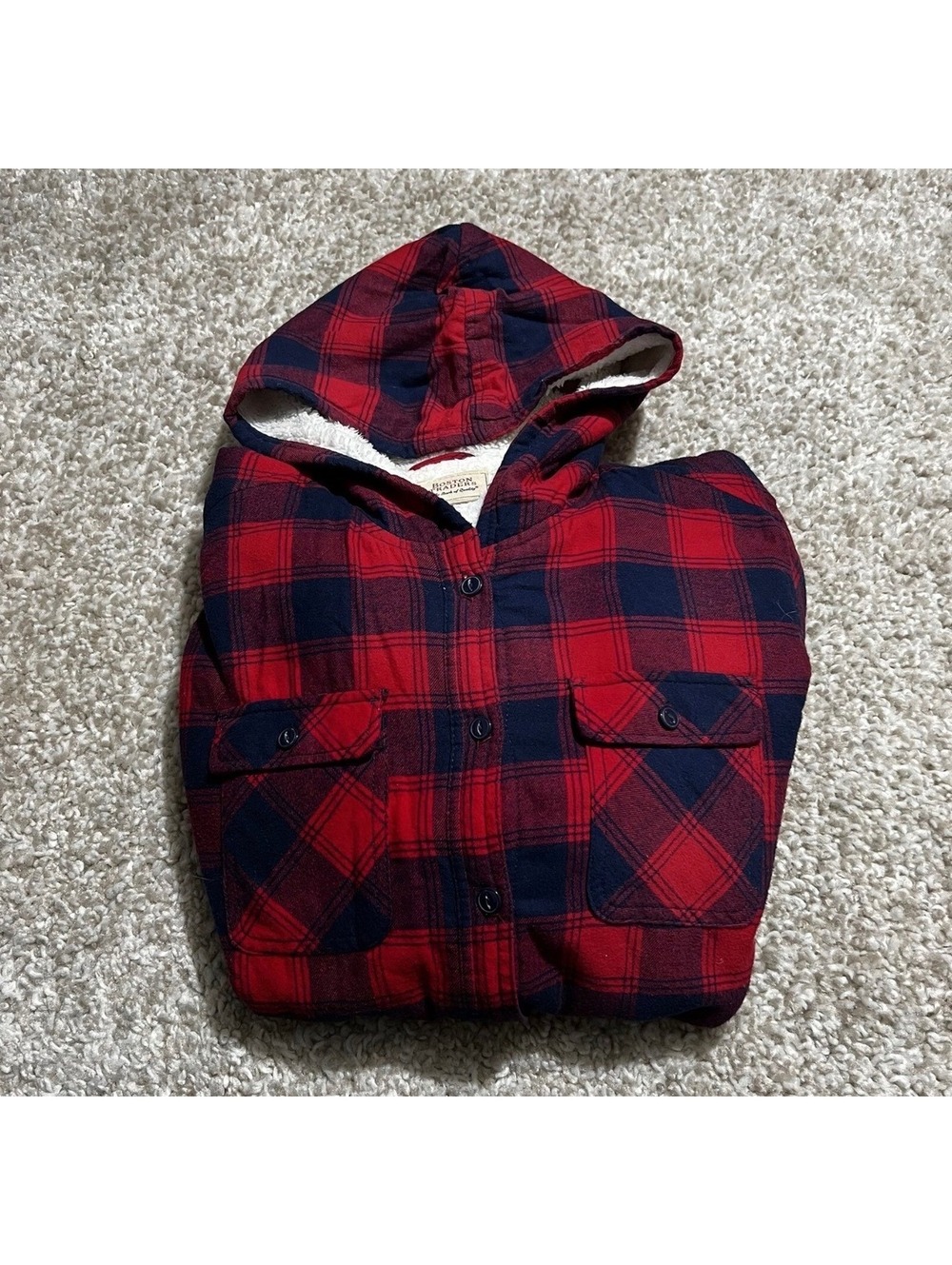 Red plaid  checkered men M cozy BOSTON TRADERS jacket men’s